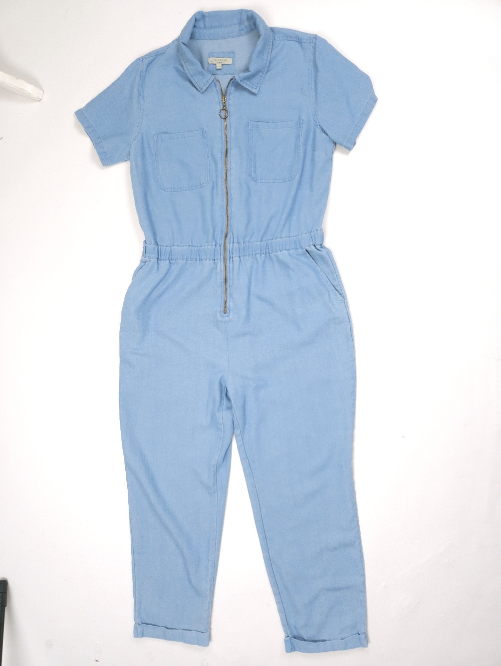 Polagram Blue Chambray Jumpsuit Short Sleeved Women's Large
